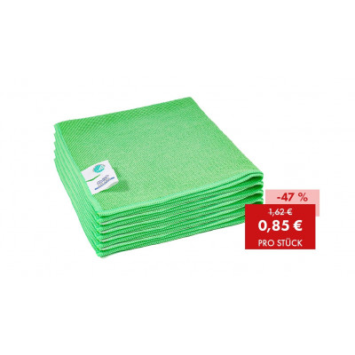 Pack promotionnel : 200 × chiffons en microfibre Nordic Swan Quick&Bright, vert, avec étiquette Christ, 38 × 38 cm