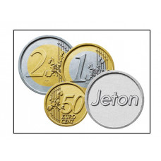 Autocollant pièces « EURO »- jeu de monnaie + jeton (2 € /1 € /0,50 € /jeton) - Similaire à l'illustration