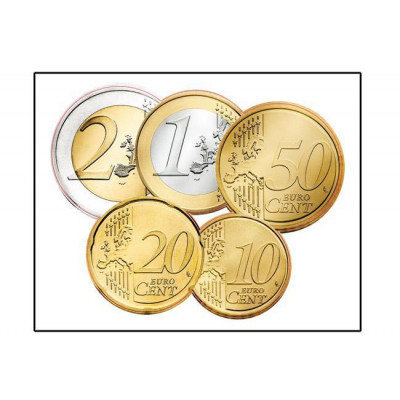 Autocollant pièces « EURO »- jeu de monnaie (2 € /1 € /0,50 € /0,20 € /0,10 €)