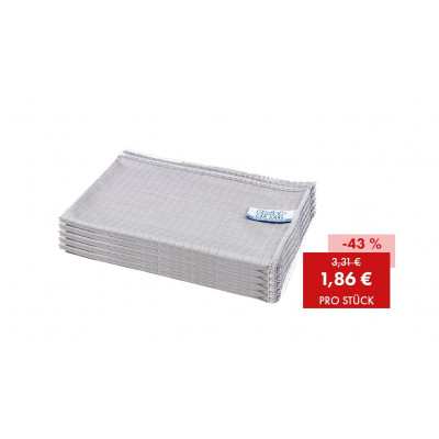 Offre : 150 x QUICK&BRIGHT chiffon pour le verre et le polissage, gris, avec étiquette Christ, 60 x 50 cm