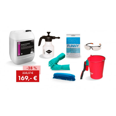 MACHINE CLEAN, pack promotionnel pour station de lavage : 1 bidons de 25 kg + Kit d'outils pour station de lavage