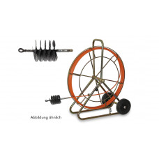 Outil pour le nettoyage de tuyau - ZSA tambour enrouleur sur pied 25 m de long + brosse métallique Ø 100 mm - Similaire à l'illustration