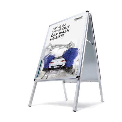 Affiche publicitaire DIN A3 pour tunnel de lavage, ligne « Technique » : « DRIVE IN, SHINE OUT CAR WASH DELUXE! »