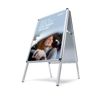 Affiche publicitaire DIN A4 pour tunnel de lavage, ligne « People » : « DRIVE IN, SHINE OUT CAR WASH DELUXE! »