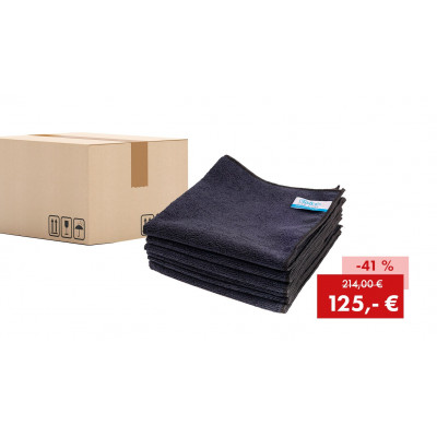 Offre : 200 x Quick&Bright chiffon microfibre noir, avec étiquette Christ, 40 x 40 cm