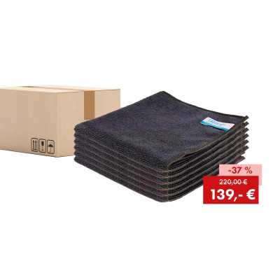 Offre : 200 x Quick&Bright chiffon microfibre noir, avec étiquette Christ, 40 x 40 cm Offre : 200 x Quick&Bright chiffon microfibre noir, avec étiquette Christ, 40 x 40 cm