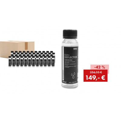Pack promotionnel Quick&Bright RAIN DEFLECTOR, additif d'imperméabilisation pour lave-glaces, 45 flacons de 100 ml