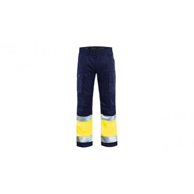 Pantalon de travail High Vis avec tissu élastique 1551, bleu marine/jaune, taille 44