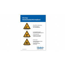 Panneau pour portique de lavage / NUFA « Information de sécurité importante ! » DIN A3 - allemand - Similaire à l'illustration