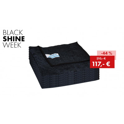 Pack promotionnel: 200 x Quick&Bright chiffon microfibre noir, avec étiquette Christ, 40 x 40 cm