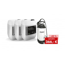 Pack promotionnel FLY-REX : 3 bidons de 25 kg + pulvérisateur à pression CHRIST 10 litres (alcalin) - Similaire à l'illustration