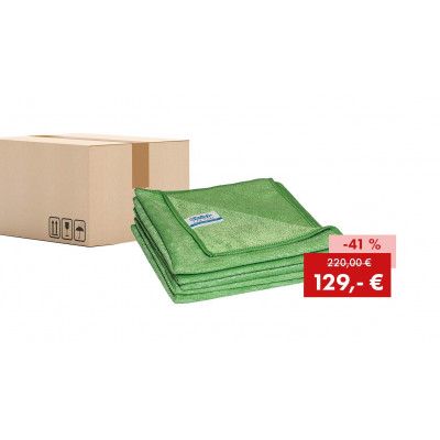 Article en promotion : chiffon en microfibre Quick&Bright vert, 40 x 40 cm, carton (200 pièces)