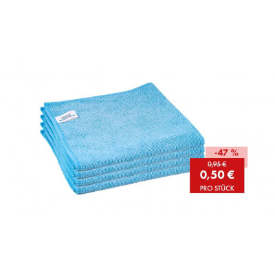 Offre : 200 x chiffons microfibre Easy QUICK&BRIGHT, bleu, avec étiquette Christ, 38 x 38 cm